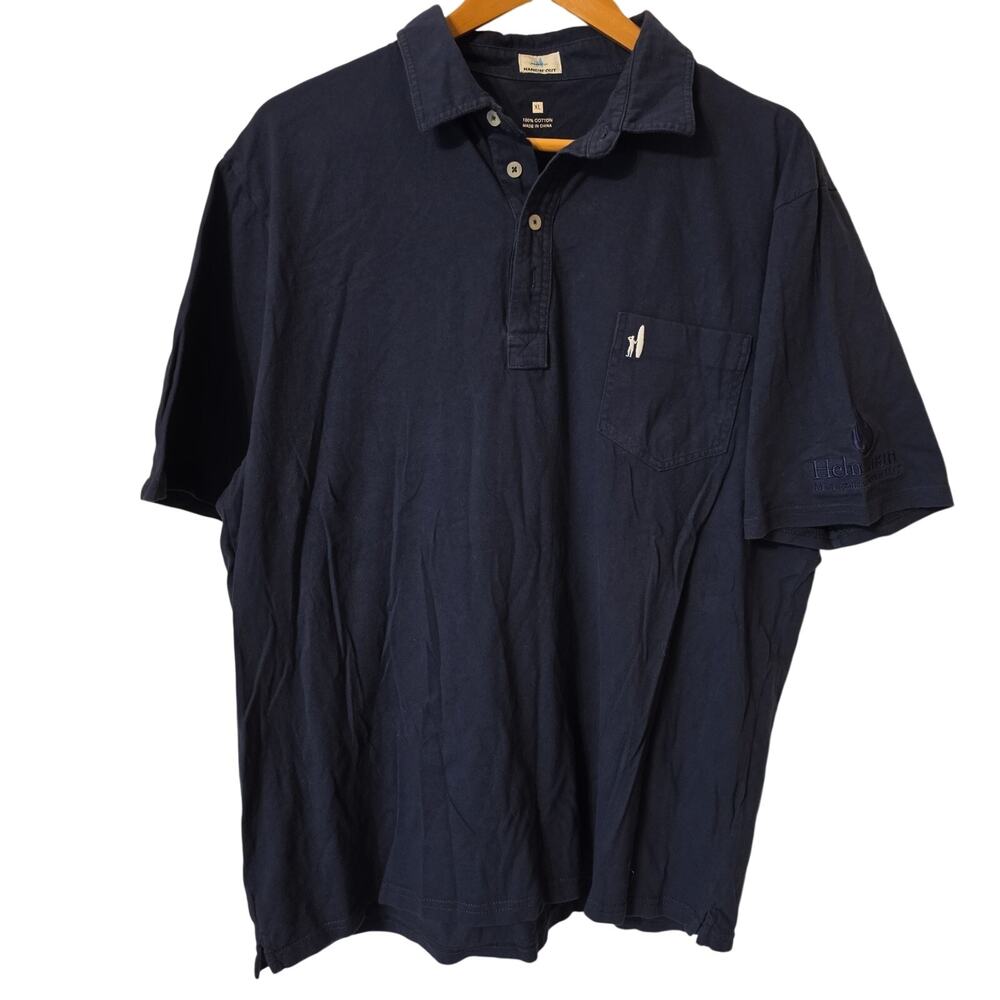 Johnnie-O Shirt Hangin Out Men's XL Navy Blue Embroidered Logo Pocket Golf Polo